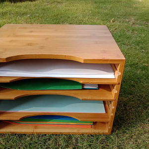 Desktop-Bambus-Papierteiler und -Organizer, Aktenhalter